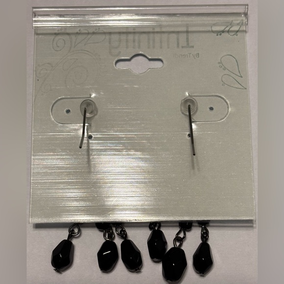 Infinity by Trendi Black Beaded Boho Dangle Earrings - Picture 3 of 5